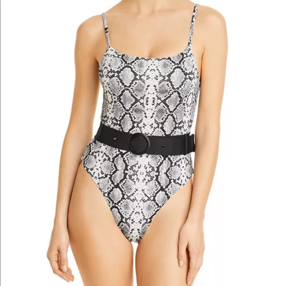 Aqua swim belted snake print